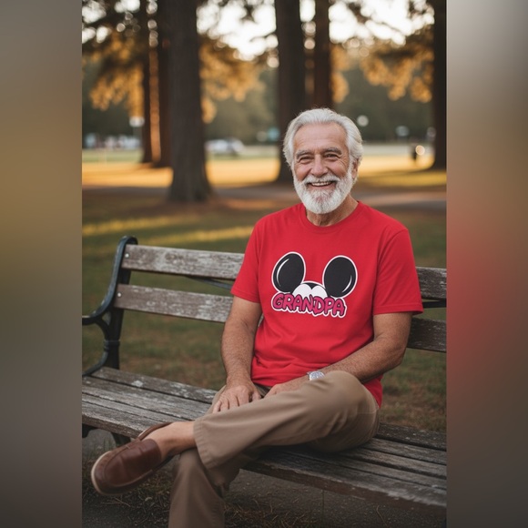 Disney Mickey Mouse Super Cute Grandpa Red Tee Shirt. Size XL. - Picture 4 of 5